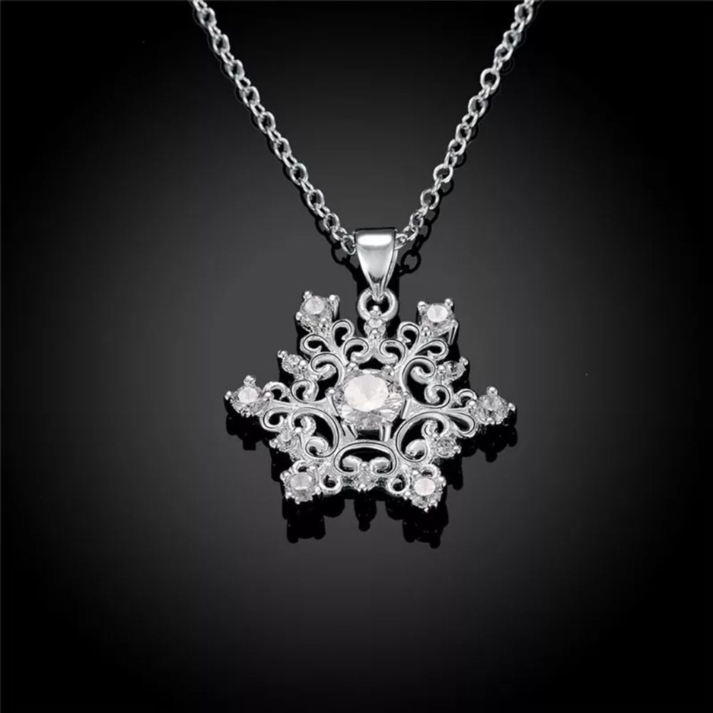 Snowflake Necklace Antique Vintage Style Silver Filigree New
